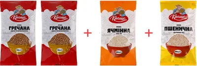Набір круп Краще Гречана 800 г х 2 шт + Ячнева 800 г + Пшенична 800 г (3.2 кг) (19989915919417)