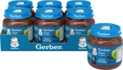 Упаковка фруктового пюре Gerber Яблуко та чорнослив з 6 місяців 130 г х 6 шт (7613287166975)