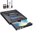 Зовнішній оптичний DVD-привід 5 в 1 з інтерфейсом Type-C та USB3.0 Чорний (23011)