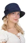 Капелюх синій зі стрічкою з маленькими полями 58 Seeberger (SC46302)