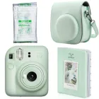 Набір Камера для миттєвого друку Fujifilm Instax Mini 12 Mint Green / Зелений чохол / Картридж на 10 фото / Зелений фотоальбом на 64 фото + Подарункове пакування
