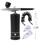 Бездротовий акумуляторний аерограф / пульверизатор з компресором + 2 ємності для фарби, щітки, подовжувальна трубка та піпетка, кол. чорний (82370570)