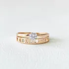 Заручальна каблучка "Я кохаю тобі" з фіанітом (червоне золото) К1927, 16 розмір