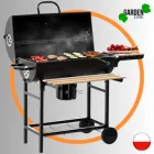 Гриль-барбекю вугільний з кришкою з термометром на коліщатках вуличний GardenLine BBQ5337