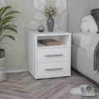 Приліжкова тумба на дві шухляди з ручками S-17 Арко Білий
