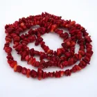 Намистини натуральний камінь на волосіні Корал червоний крихта, діаметр 7-9мм, довжина 85 см