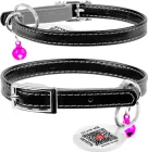 Нашийник для котів шкіряний WAUDOG Glamour з QR паспортом без прикрас XXS ширина 9 мм довжина 22-30 см Чорний (32481)