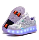 Роликові кросівки для дівчаток фіолетові на 4-х колесах з LED підсвіткою (DL127) Р.37(23,5см)