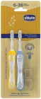 Зубна щітка Chicco First Milk Teeth 6-36 міс Блакитна з жовтим 2 шт (12082.11) (8058664174713)
