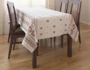 Скатертина для кухні на стіл тканинна з льону в українському стилі вишиванки 150х220 см (Е05010В-3)