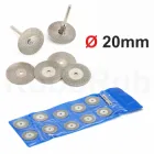 Алмазні відрізні диски Ø 20 мм | для гравера, дриля | 10 шт + 2 тримачі - L 37мм - Ø3мм