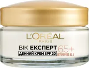 Антивіковий живильний денний крем-догляд для шкіри обличчя L'Oreal Paris Вік Експерт 65+ проти зморщок з SPF 20 50 мл (3600524032630)