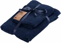 Набір 2 махрові рушники Ardesto для ванної 50х90 + 70х140 см Lotus Темно-синій (ART2357DB)