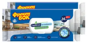 Упаковка серветок вологих Фрекен БОК для кухні та ванної кімнати з клапаном 2 пачки по 24 шт. (42400140)