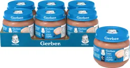 Упаковка м'ясного пюре Gerber Ніжна індичка з 6 місяців 80 г х 6 шт (7613287165763)