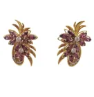 Сережки із жовтого золота 750 проби з діамантами і родолитом 326