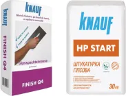 Набір для стін та стелі на 20 м2 Шпаклівка фінішна Knauf HP Finish Q4 25 кг 1 шт. + Штукатурка стартова Knauf HP Start 30 кг 7 шт.