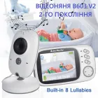 Електронна відеоняня Baby Monitor VB603 з датчиком звуку, покоління-2/ радіоняня з портативним дисплеєм та вимірюванням температури Білий