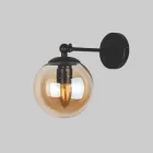 Чорне скляне бра модерн "Куля" 15см (56-WPR150F-1 BK+BR)