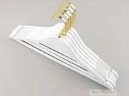 Набір 5 шт вішалок для одягу Hanger VDW 44 см білі дерев'яні крючок золото