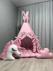 Вігвам-намет для дівчинки Єдиноріжки на рожевому з матрасиком БОНБОН Повний комплект 0353