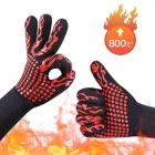 Термостійкі/вогнетривкі рукавички до 800°C для барбекю BBQ Gloves чорні (LB-68143)