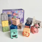 Тактильні кубики для найменших 12шт набір, силіконові, розвиваючі, іграшка на рік, на народження