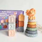 Дитячий розвиваючий силіконовий набір м'які кубики зі звуком +пірамідка Лев, подарунок на народження