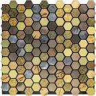 Алюмінієва плитка Золота мозаїка мікс 300х300х3мм Шестикутники стільники самоклеюча 3Д під метал ПВХ основа