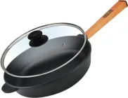 Сковорода Brizoll Optima чавунна з ручкою та скляною кришкою 24 см (O2460-P-C)