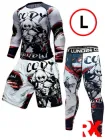 Чоловічий компресійний спортивний комплект трійка для занять спортом (рашгард, легінси, шорти) Панда, розмір - L