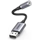 Звукова карта UGREEN CM477 USB 2.0 to 3.5mm Aluminum Alloy 25cm Dark Gray (30757)