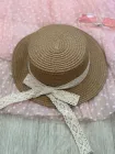 Дитячий солом'яний капелюшок темно-бежевий з бантом 52-55р (7098)