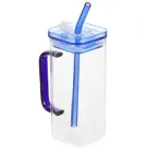 Чашка з трубочкою TS Kitchen скло 300 мл синій