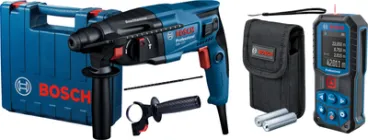 Набір Перфоратор мережевий Bosch Professional GBH 220, 720 Вт, 2дж, 4800 уд.хв, валіза (06112A6020) + Лазерний далекомір Bosch Professional GLM 50-22 з чохлом і батарейками (0601072S00)