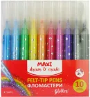 Набір фломастерів Maxi з блискітками 10 кольорів (MX15201)