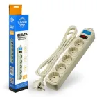 Мережевий фільтр-подовжувач 1,5м із заземленням та вимикачем, LOGA