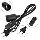 Подовжувач вилка патрон Е27 з вимикачем Fixture Lamp Black 180 cм