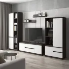 Комплект меблів VAYS у вітальню, шафа R-26 шафа R-27 тумба R-28 полиці М-22 Венге Темний-Білий фасад