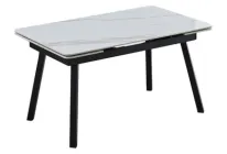 Стіл обідній MADRID CERAMIC 120(180)*85 білий глянець/чорний каркас