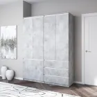 Шафа VAYS зі штангою та полицями, комплект з 2 шаф для одягу з 3 шухлядами R10+R16 Бетон-Білі планки