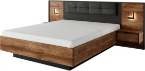 Ліжко Frisco Стокгольм з підйомним механізмом і 2 тумбами 2642x2100x1020 мм Каштанове/Антрацит (39861-MEB2636)