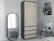 Шафа розстібна зі штангою Moreli FS-211 на 3 ящики Ш803*В2117*Г502мм Антрацит/Дуб Сонома