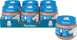 Упаковка м'ясного пюре Gerber Ніжне курча з 6 місяців 80 г х 6 шт (7613287165725)