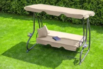 Гойдалка садова King Garden Plus 3-місна Beige + 2 подушки