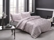Двоспальний Євро комплект TAC Lucca Pudra Сатин 200х220 см наволочки 2 х 50х70 см