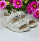 Текстильні босоніжки ортопедичні для дівчинки Waldi Єва нова Квіточка 26 (устілка всередині 16,7см) білі