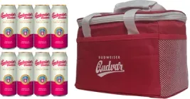 Упаковка пива Budweiser Budvar Original Czech Lager світле фільтроване 5% 0.5 л x 8 шт. + термосумка (8594403701159)