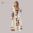 Сукня Українська вишиванка 32958 колір бежевий розмір M/L