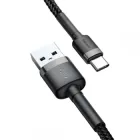 Кабель зарядний Baseus Cable Cafule USB-Type-C для швидкого заряджання 3A 1 м Black (CATKLF-BG1)